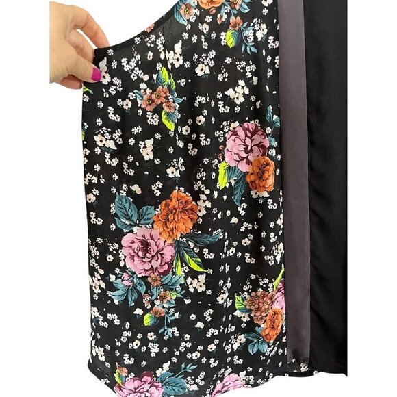 Torrid Top Women 2X Black Floral Halter Tank High Neck Boho Western Sheer Girly - Picture 4 of 14